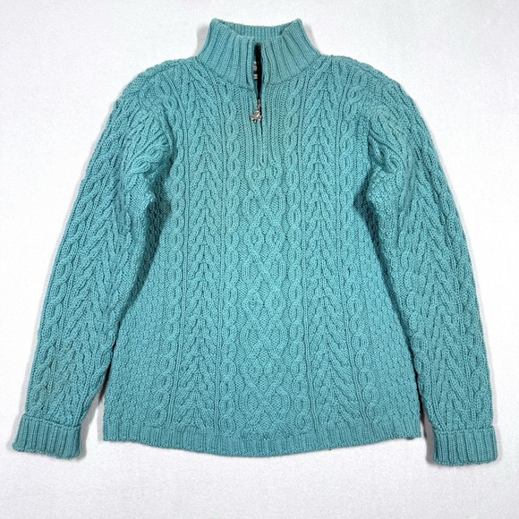 Aran Crafts Sweater Women Medium Merino Wool Chunky Cable...